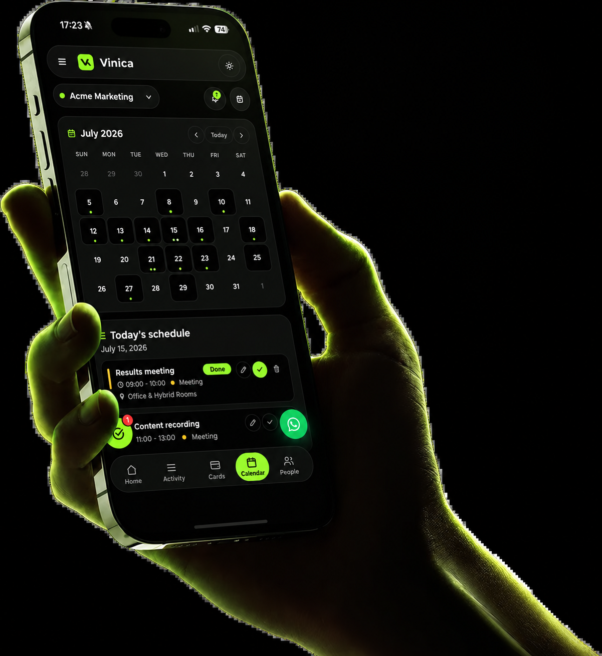Hand holding a phone